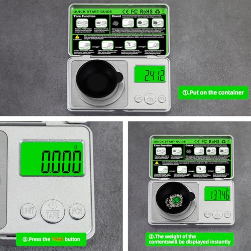 High Precision Mg Scale 100g/0.001g, Pocket Digital Milligram Scale, Small Gram Jewelry Scale, Coin Scale with 50g Calibration Weight for Gold/Silver/Gems/Powder Medicine Benechef