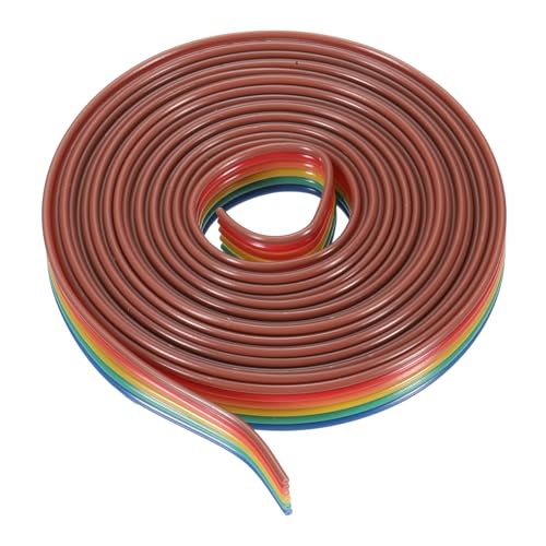 MECCANIXITY 1 Pcs 6 Pin Flat Rainbow Ribbon Cable 6.6 ft 1.27mm Pitch Breadboard Jumper Wires for Electronic Projects - size: 6.6 Ft, style: 6P