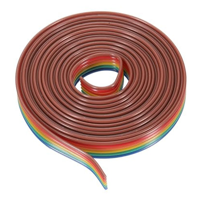 MECCANIXITY 1 Pcs 6 Pin Flat Rainbow Ribbon Cable 6.6 ft 1.27mm Pitch Breadboard Jumper Wires for Electronic Projects - size: 6.6 Ft, style: 6P