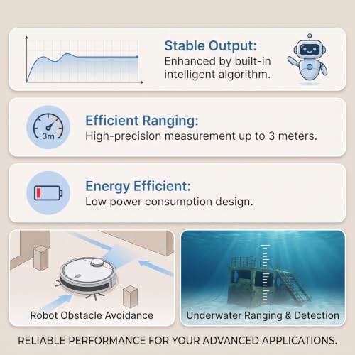 Efficient Ranging Ultrasonic Distance Sensor IP68 with Stable Output for Robot Obstacle Avoidance Parking Space Detection Underwater