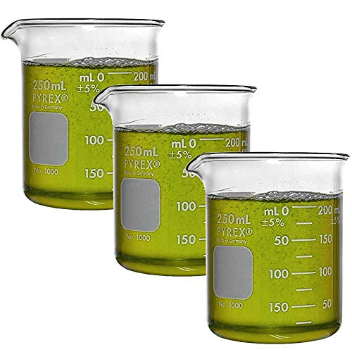 Pyrex Corning Beaker, Griffin, Low-Form, Graduated, 250ml (Shelf Pack of 3) - size: 3 Count (Pack of 1), style: Minimalist