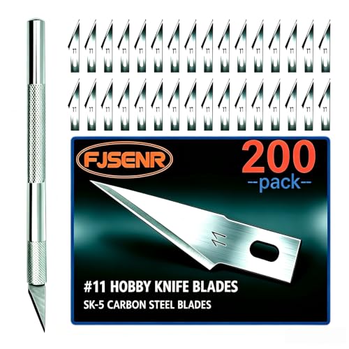 200 Pack Thickened #11 SK5 Hobby Knife Blades, Precision Replacement Blades