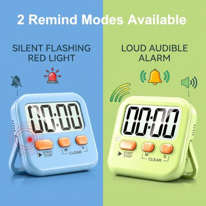 Antonki 2 Pack Digital Timer for Kids Classroom Kitchen Timers for Cooking - color: Green+ Sky Blue