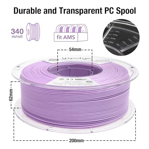 YXPOLYER PLA Filament PLA Plus Food-Grade 1kg 1.75mm Pastel Purple - color: Pastel Purple