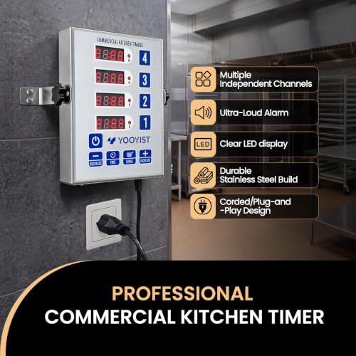 4-Channel Commercial Kitchen Timer Loud Alarm Digital Cook Timer - color: Silver
