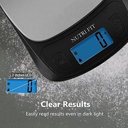 NUTRI FIT Kitchen Scales Digital Food Scale Cooking in Grams & Ounces Black - color: Black