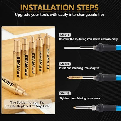 Heat Set Insert Tips Kit for Threaded inserts M2 M2.5 M3 M4 M5 M6 - color: M2-m6 Integrated 6 Tips