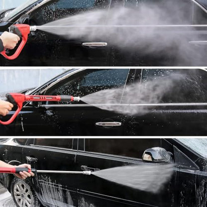 Upgraded Pressure Washer Gun with Extension Replacement Wand, M22 Fitting,7 Inch 30 Degree Curved Rod, 5 Nozzle Tips, 5000 PSI, 47 Inch - color: black and red