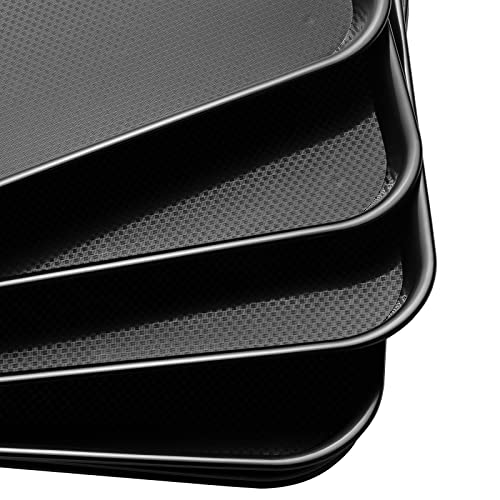 Aebeky Plastic Cafeteria Trays,Fast Food Serving Trays,13"X17",Set of 6 (Black) - color: Black