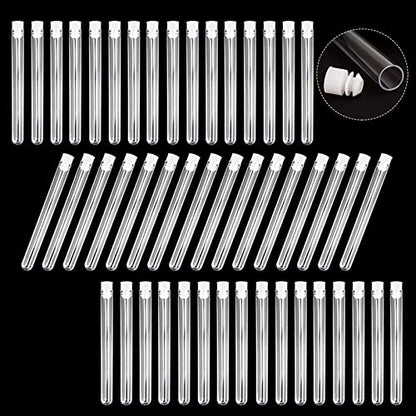 48 Pack Plastic Test Tubes with Caps 25ml 16x150mm Clear