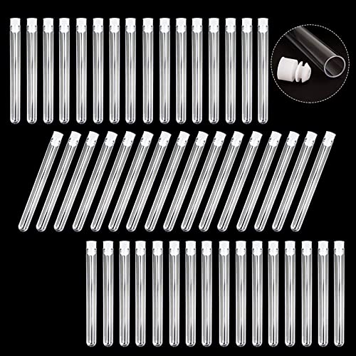 48 Pack Plastic Test Tubes with Caps 25ml 16x150mm Clear