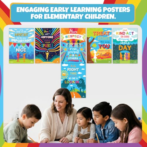 Sproutbrite 6 Pack 19.75”x13.75” Kindness & Respect Posters - color: Bold color