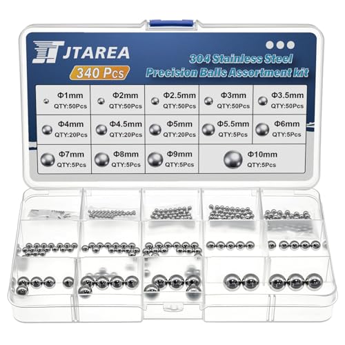 14Values 304 Stainless Steel Precision Balls Kit 1mm 2mm 2.5mm 3mm 3.5mm 4mm 4.5mm 5mm 5.5mm 6mm 7mm 8mm 9mm 10mm Bicycle Bearing Ball Assortment Set
