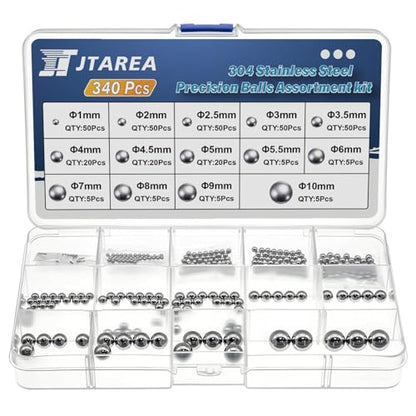 14Values 304 Stainless Steel Precision Balls Kit 1mm 2mm 2.5mm 3mm 3.5mm 4mm 4.5mm 5mm 5.5mm 6mm 7mm 8mm 9mm 10mm Bicycle Bearing Ball Assortment Set
