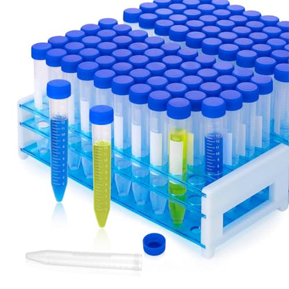 15ml Conical Centrifuge Tubes, 100 Pack with 2Pcs Rack