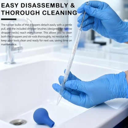 Artcome 5PCS 10ml Glass Graduated Dropper Kit with Brush & Storage Case - size: 5 pcs