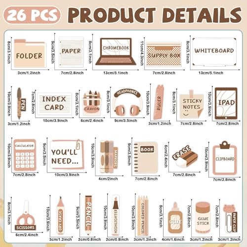 26Pcs Boho Brown You'll Need Management Magnets Classroom Visual Supply Labels Colored Classroom Magnets Teacher Must Haves for Back to School Whiteboard Elementary Teaching Tool Supplies Decors - color: Brown