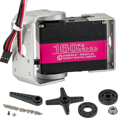 RD51160 160KG High Torque Digital Servo Motor Dual-Shaft CNC Aluminum Robot Arm Servo for Robotics RC Vehicles DIY Projects(160kg 270°) - size: 160kg 270°