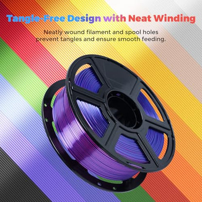 FLASHFORGE Silk Dual Color Filament, Blue and Rose 2 in 1 Coextrusion Silk PLA Filament 1.75mm, 3D Printer Filament Color Change 1kg(2.2lbs) Spool, Dimensional Accuracy +/- 0.02mm - color: Blue and Rose 2 in 1