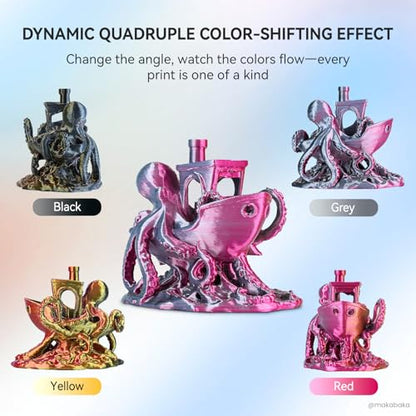JAYO Silk Quad Color PLA 3D Printer Filament 1.75mm, 1.1kg - color: Silk Quad Black Red Yellow Gray, size: 1.1KG