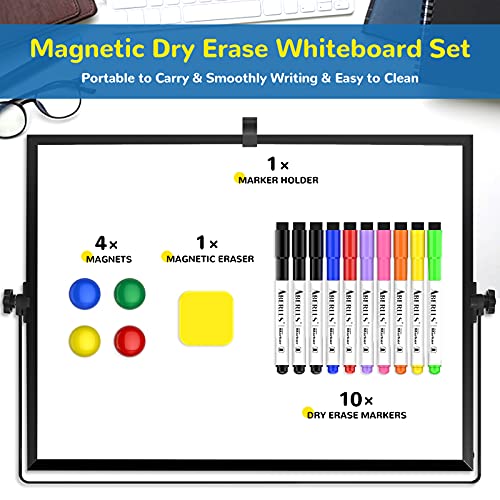 Small Monthly Calendar Dry Erase Whiteboard for Wall, 16in x 12in Magnetic Dry Erase Board, Hanging Double-Sided White Board, Portable Board for Drawing, Kitchen, Planning, Memo, School, Home, Office - color: Black