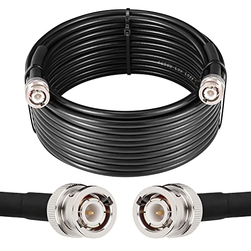 MOOKEERF BNC Cable - 25FT RG58 50 ohm Male to Male Coax Cables Low Loss BNC Extension Coaxial Cable with for Antennas, RF Radios, Modems, Oscilloscopes, Spectrum, etc (Black) - size: 25FT