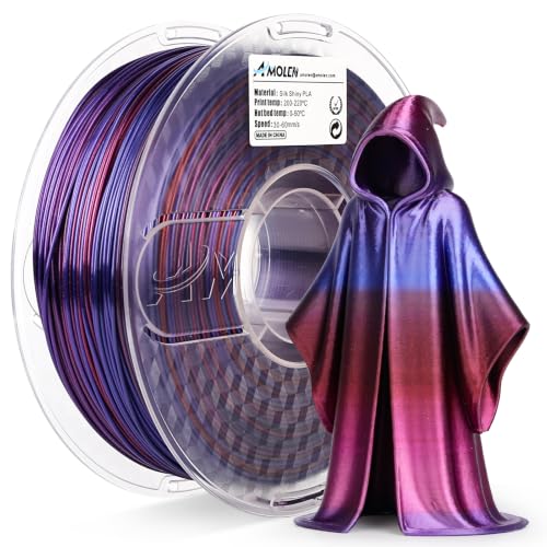 AMOLEN PLA 3D Printer Filament,Silk Color Change PLA 1.75mm Silk Gradient Blue Purple Shiny Red Filament, 3D Printing Filament 1KG/2.2lb - color: Silk Gradient Blue Red Purple