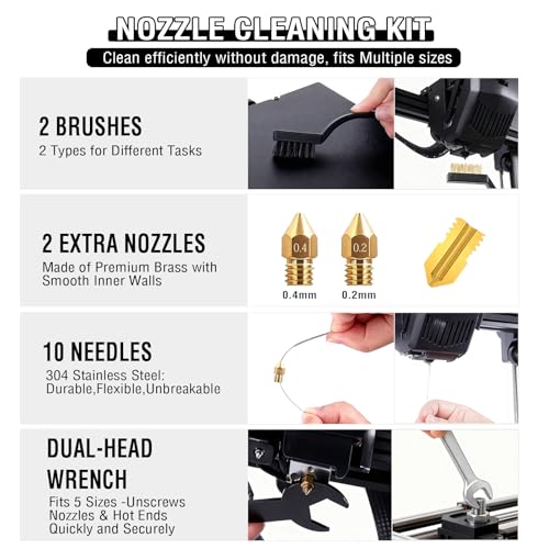 52-in-One 3D Printer Tools Kit, Professional 3D Printer Accessories & Maintenance Set for All FDM/SLA Printers, Deburring Tool, 3D Printer Nozzles, Scrapers, Files Set, PTFE Tube Cutter, Storage Bag - style: Plus-purpose Kit