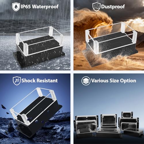 Project Box IP65 Waterproof ABS Plastic Electrical Junction Box with Clear Cover Enclosure with Fixed Ear, Black 7.8"x 4.7"x 4.4"(200x120x113mm)(Pack of 1) - color: 1 pack, size: 7.8"x 4.7"x 4.4"