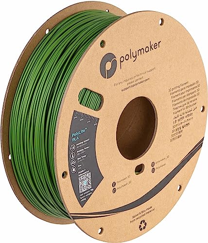 Polymaker PLA Filament 1.75mm Jungle Green 1KG Spool, Neatly Wound - color: 121 - 1.75mm Jungle Green (Hex Code: #4e742d), size: 1.75 Millimeters