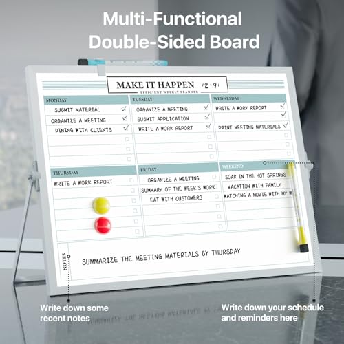 Marsrock Weekly Calendar Whiteboard with Stand, Dry Erase Magnetic 16"x12" - color: Green, size: 16"x12"
