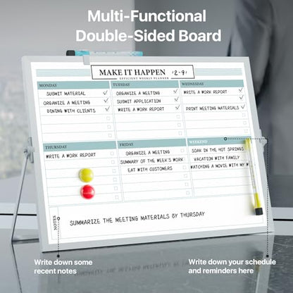 Marsrock Weekly Calendar Whiteboard with Stand, Dry Erase Magnetic 16"x12" - color: Green, size: 16"x12"