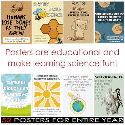 Magictodoor 52 Weird Science Funny Fact Posters - style: 52 science poster