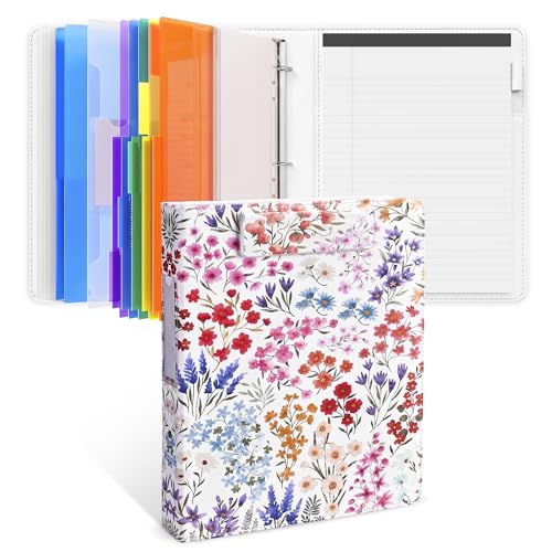 JoyCat 3 Ring Binder Clipboard with Storage, 5 Folders, Flower - color: Flower
