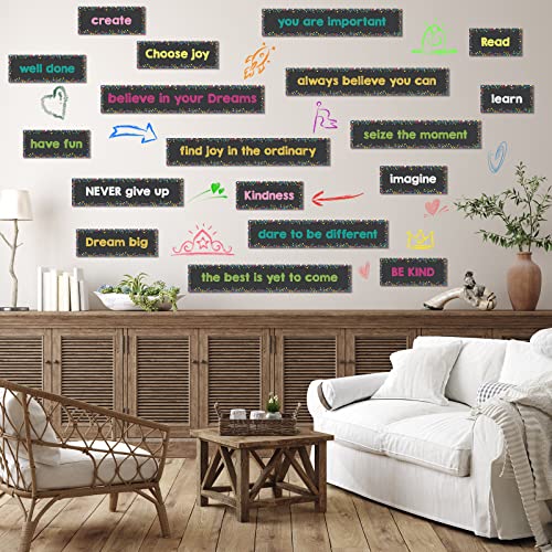 Hotop 42 Pcs Growth Mindset Inspirational Posters Banners Motivational Posters for Classroom Bulletin Board Decor Home Classroom Motivational Gallery Teacher Door Signs(Chalkboard Style) - style: Chalkboard Style