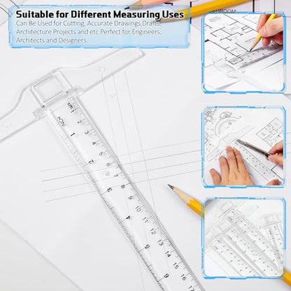 Pangda 1 Pcs 12 Inch T-Square Ruler Plastic for Drafting Drawing