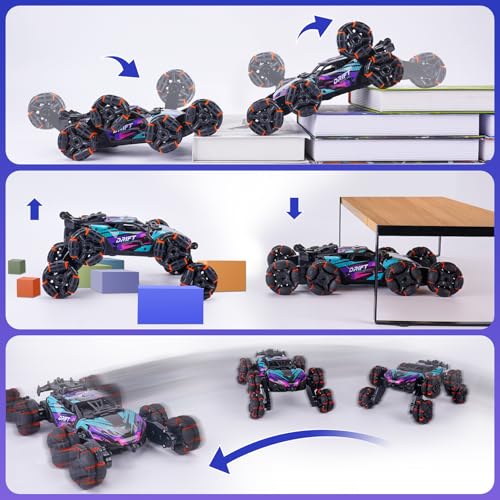 NEXBOX Cool 8 Wheels Hand Controlled RC Stunt Car Toys, Xmas Gifts and Birthday Presents for Kids, Gesture Sensing Remote Control Cars for Boys Age 6 7 8-10 11 12 Year Old - color: Purple