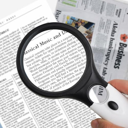 10X 45X Handheld Magnifying Glass Reading Magnifier with 3 Light