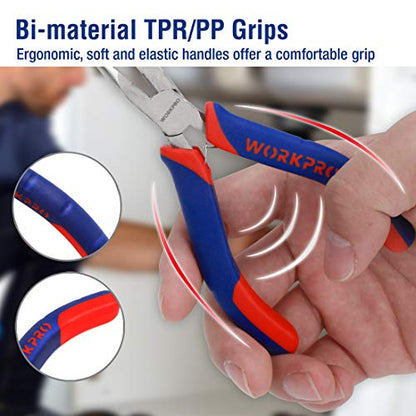 WORKPRO 6-piece Mini Pliers Set with Pouch - color: Blue