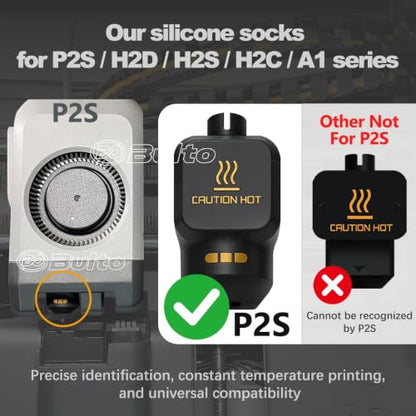 5Pcs P2S Silicone Socks with Identification Code for Bambu Lab P2S/H2D/H2C/H2S/A1/A1MINI,High Temperature and Durable Silicone Cover 3D Printer Parts Protecting Extruder Heater Block and Nozzle