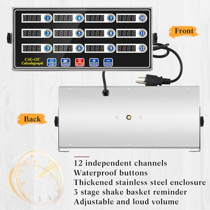 Relaxweex 1 Pack Commercial Digital Kitchen Timer for Cooking, 12 Channel - color: Black, size: 12 Chanels