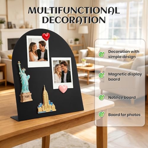 2 Pack Magnet Board 12.6x11 Inch Magnetic Display Board Black Metal with Stand for Home School Kitchen Office
