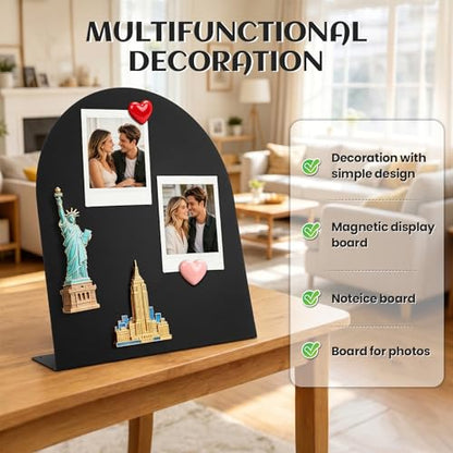 2 Pack Magnet Board 12.6x11 Inch Magnetic Display Board Black Metal with Stand for Home School Kitchen Office