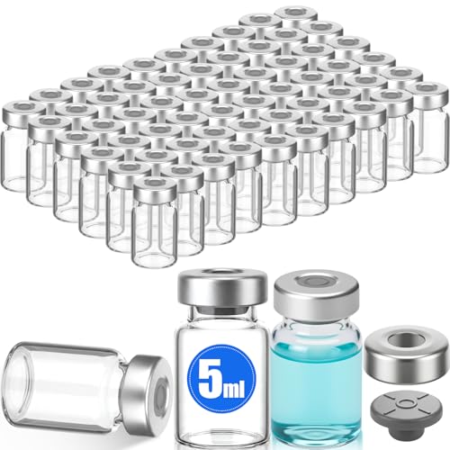 60 Pack Empty Vials for Injection Clear Glass Sample Vials, 5ml - size: 5ml