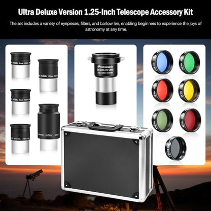 Astromania Telescope Eyepiece Set, 14 Piece Telescope Accessory Kit 1.25" - size: 1.25 Inch