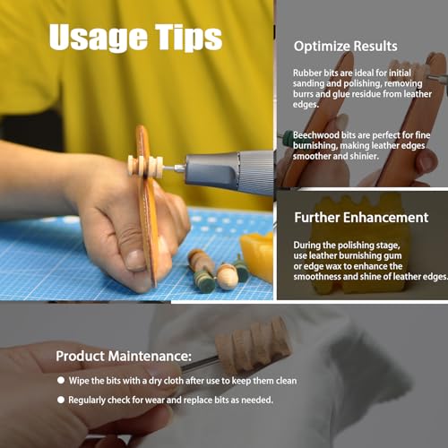 HiSew Leather Burnishing Bits for Rotary Tools -Everday Edge Finishing