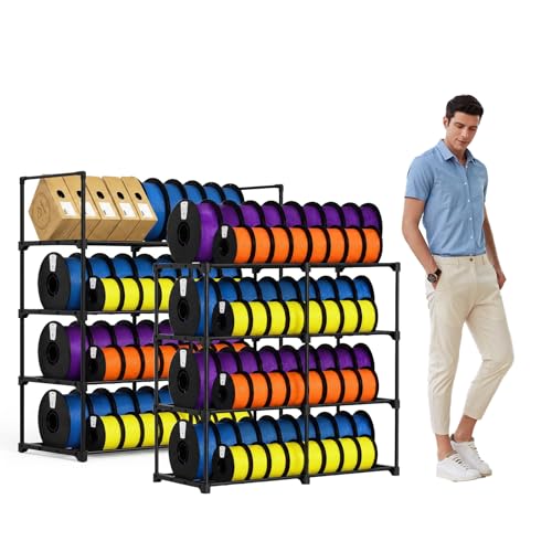 8-Tier 2-Column Modular 3D Printer Filament Storage Rack, 33.4" x 11.8" Metal Filament Spool Holder & Organizer, Holds 96 Spools(1kg), for Home Office Workshop, Tool-Free Assembly