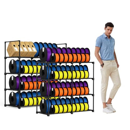 8-Tier 2-Column Modular 3D Printer Filament Storage Rack, 33.4" x 11.8" Metal Filament Spool Holder & Organizer, Holds 96 Spools(1kg), for Home Office Workshop, Tool-Free Assembly
