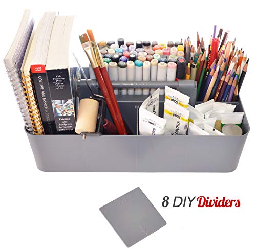2 PACK - Portable DIY 8 Dividers Durable Plastic Tote Tool & Supply Cleaning Caddy with Handle Made In USA (Orion Gray) - color: Orion Gray