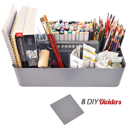 2 PACK - Portable DIY 8 Dividers Durable Plastic Tote Tool & Supply Cleaning Caddy with Handle Made In USA (Orion Gray) - color: Orion Gray